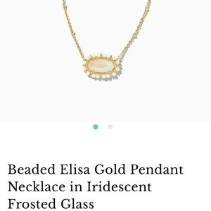 Beaded Elisa Gold Pendant Necklace in Iridescent Frosted Glass